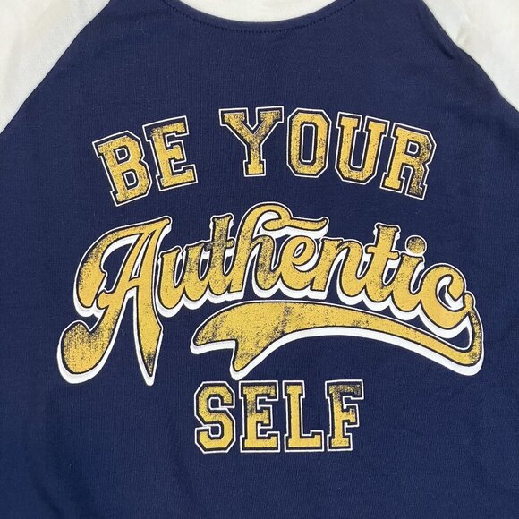 Chill Collective Girls "Be Your Authentic Self" Navy/Ivory Long Sleeve Shirt L - Picture 2 of 7